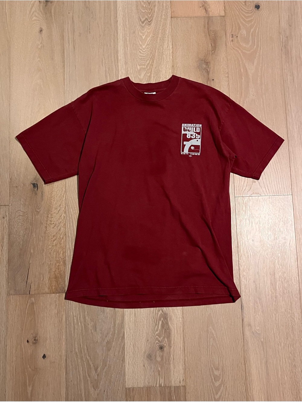 Animation guild 839 est. 1952 bayside burgundy graphic tee